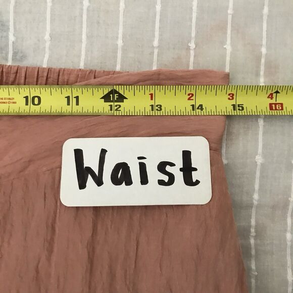 House of Harlow Pastel Pink Lightweight Wide Leg Crinkled Pull On Casual Pants M - Picture 6 of 9